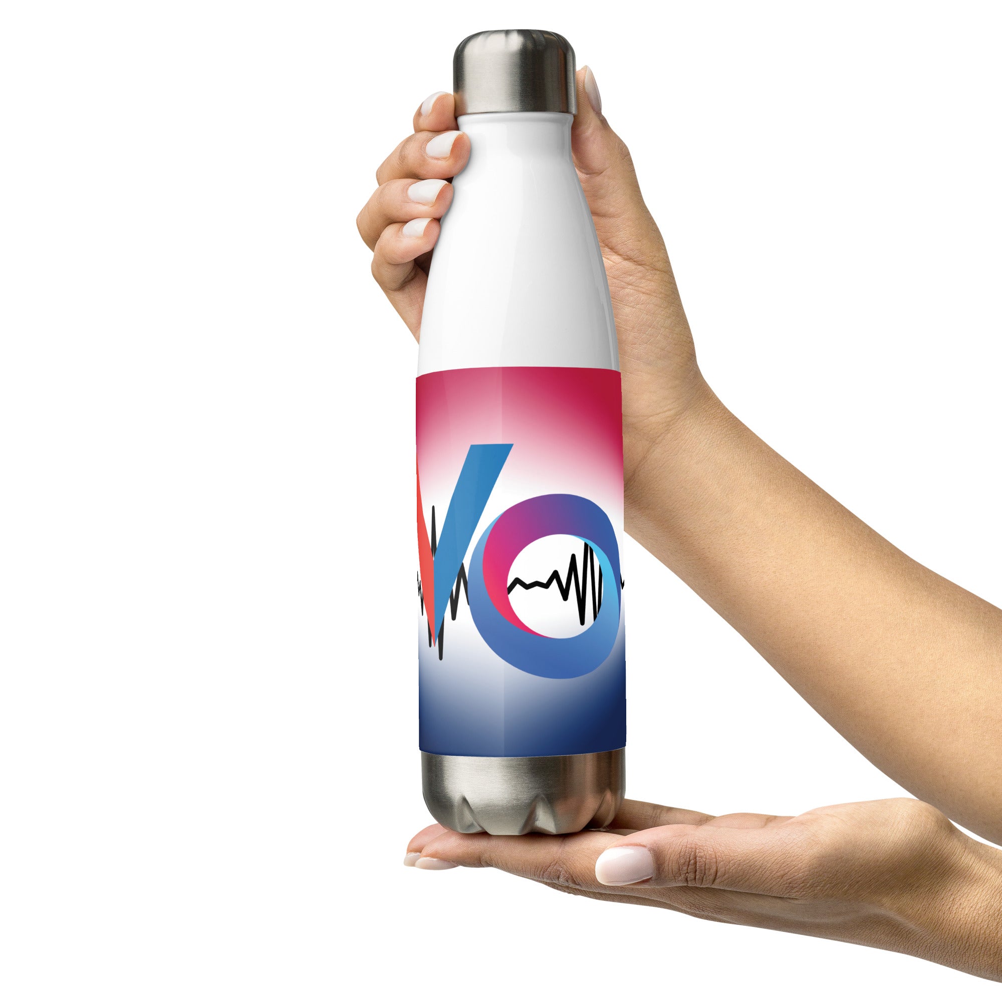 Red White Blue: VO: Reusable Stainless Steel Water Bottle