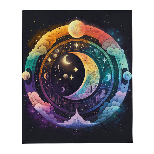 Voice Over Booth Throw Blanket: Moon Zodiac Lucky Charm