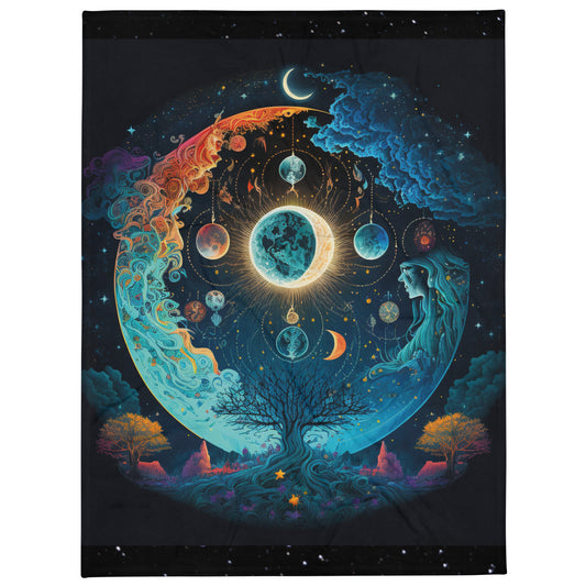 Zodiac Moon Tree Of Life Style:  Booth Throw Blanket