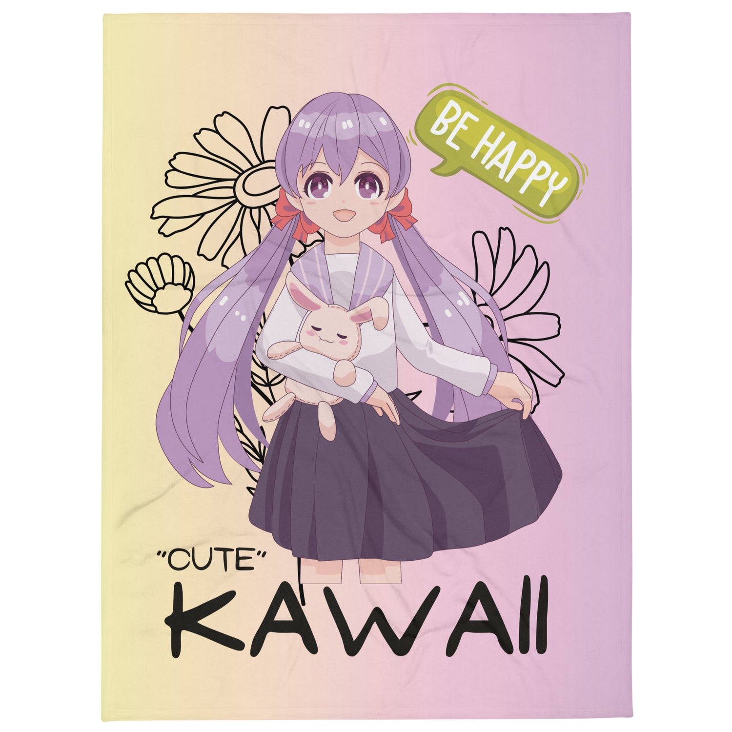 Anime Style: Kawaii Be Happy Throw Blanket