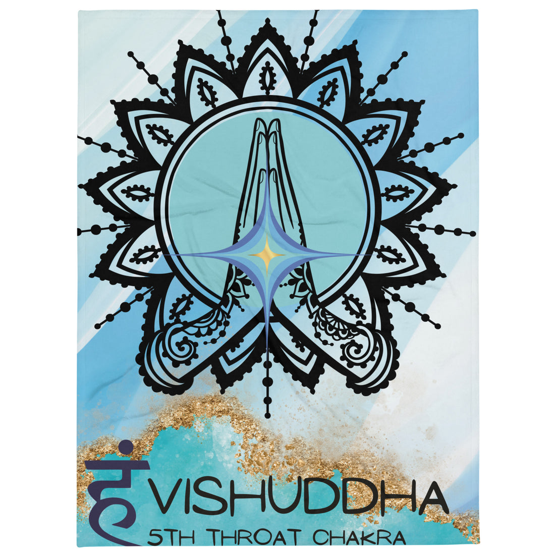 Yoga Zen Chakra Style: 5th Chakra Vishuddha Throw Blanket