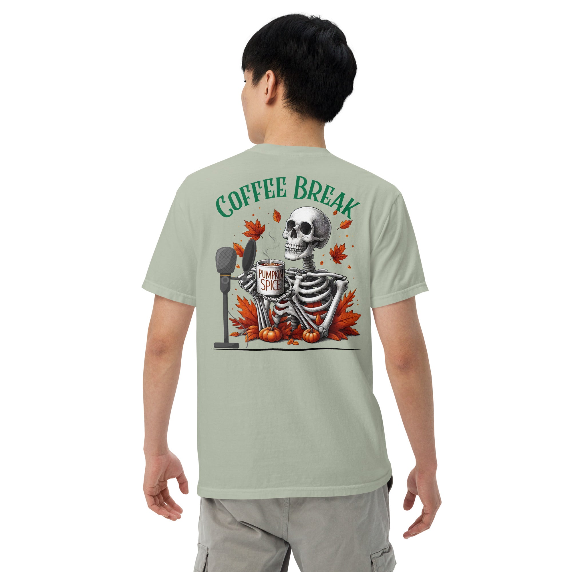 SOTVO Skeleton Sugar Skull Bone-afide Coffee Break: Unisex Comfort Wear/Colors Heavyweight T-Shirt