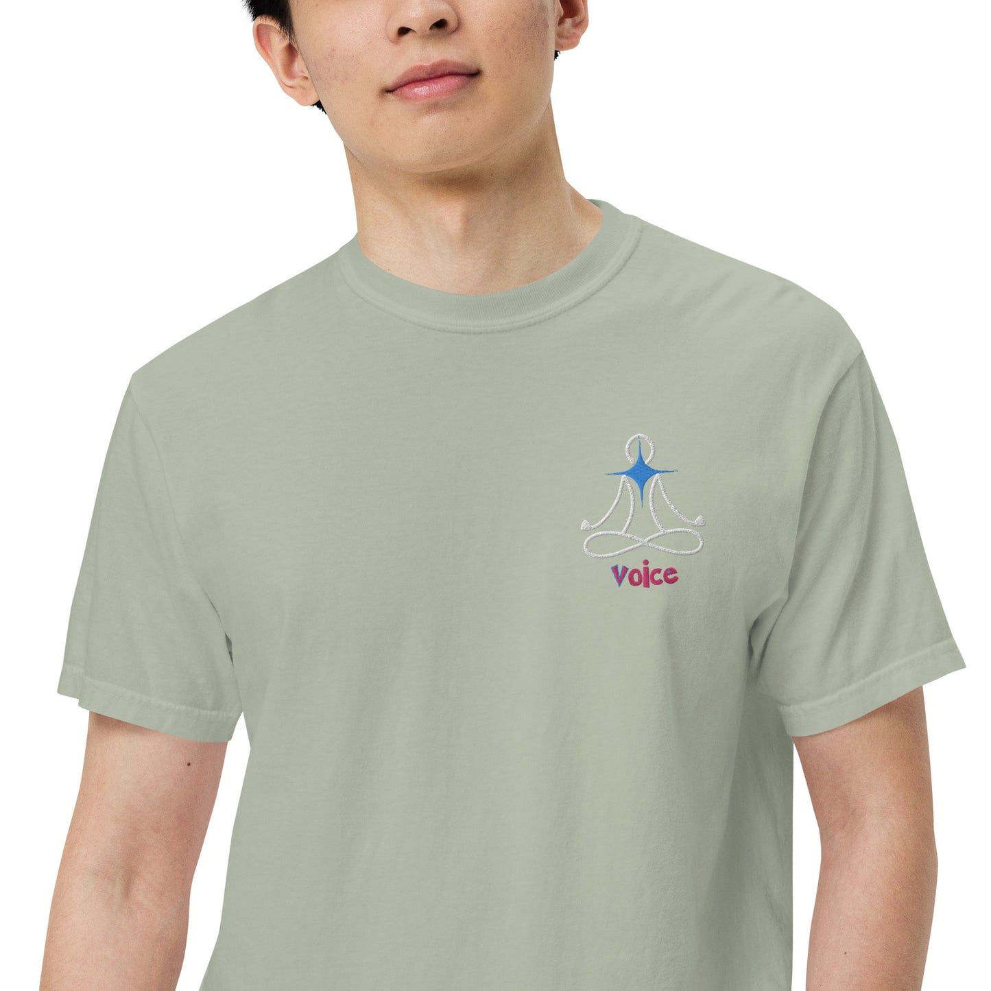 Motivational Affirmation: Yoga Throat 5th Chakra "Voice": Unisex Comfort Wear/Colors Heavyweight T-Shirt