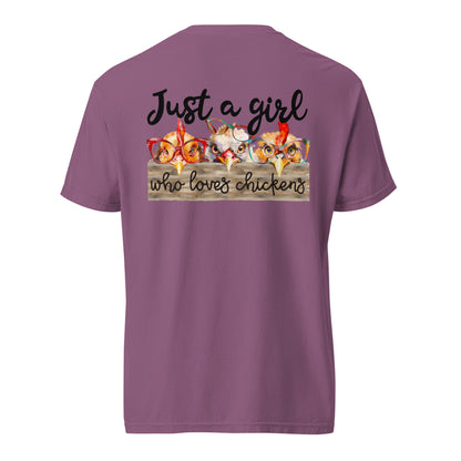 Cute Country Girl Fun Chickens: Unisex Comfort Wear/Colors Heavyweight T-Shirt