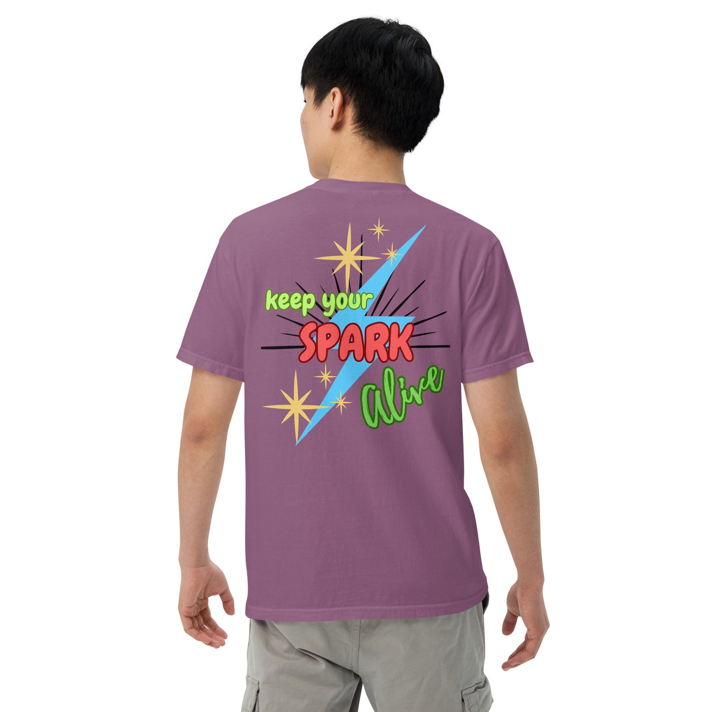 Motivational Affirmation "Keep Your Spark Alive": Unisex Comfort Wear/Colors Heavyweight T-Shirt