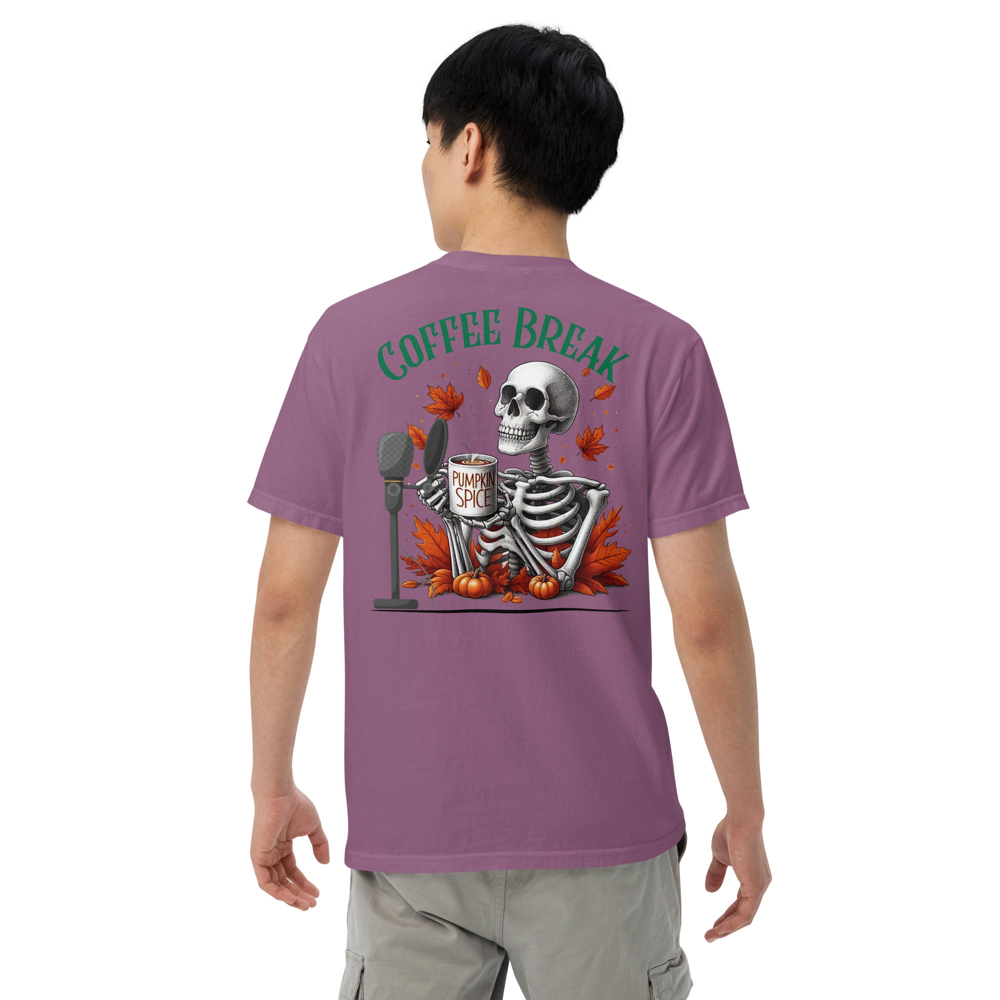 SOTVO Skeleton Sugar Skull Bone-afide Coffee Break: Unisex Comfort Wear/Colors Heavyweight T-Shirt