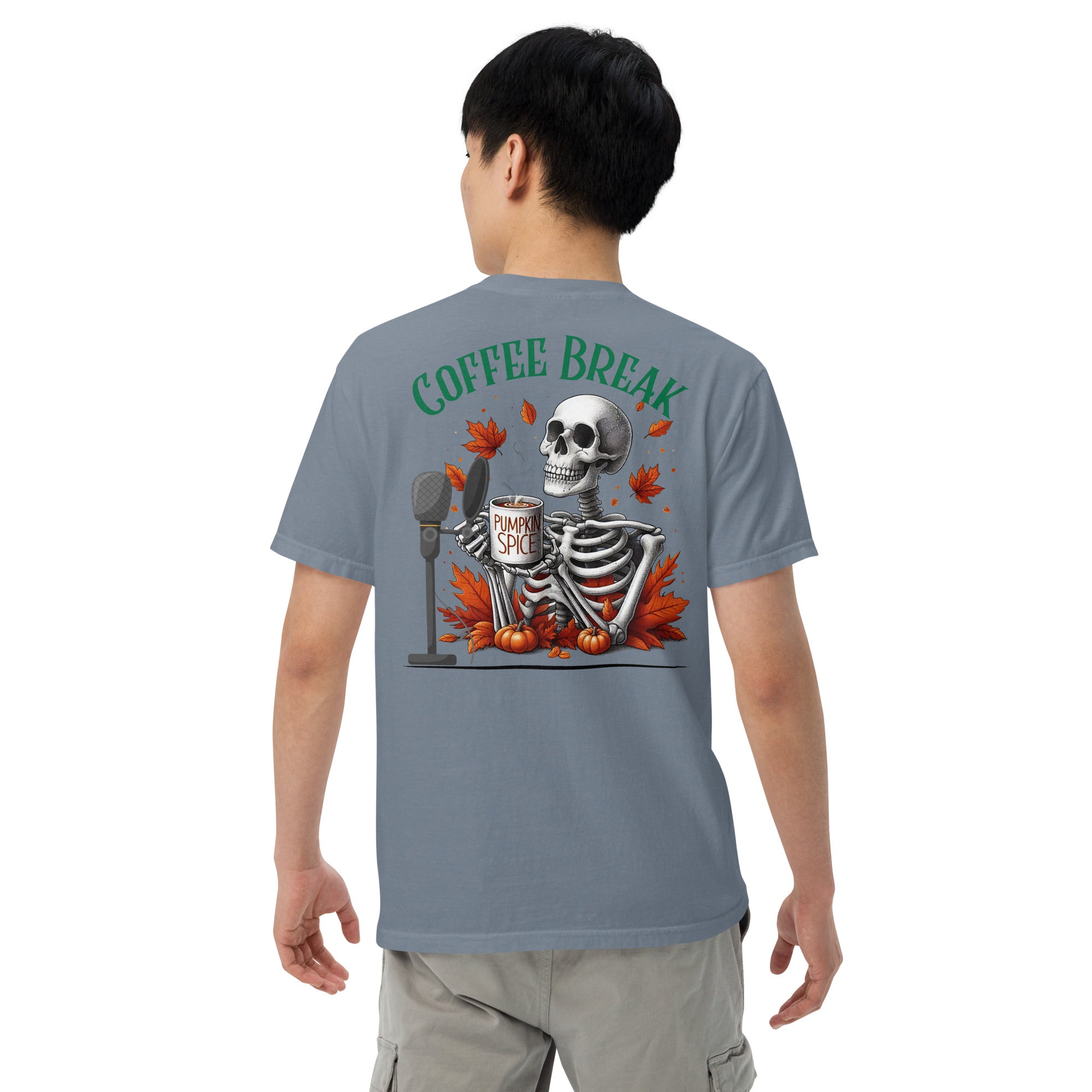 SOTVO Skeleton Sugar Skull Bone-afide Coffee Break: Unisex Comfort Wear/Colors Heavyweight T-Shirt