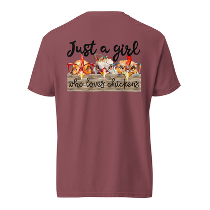 Cute Country Girl Fun Chickens: Unisex Comfort Wear/Colors Heavyweight T-Shirt