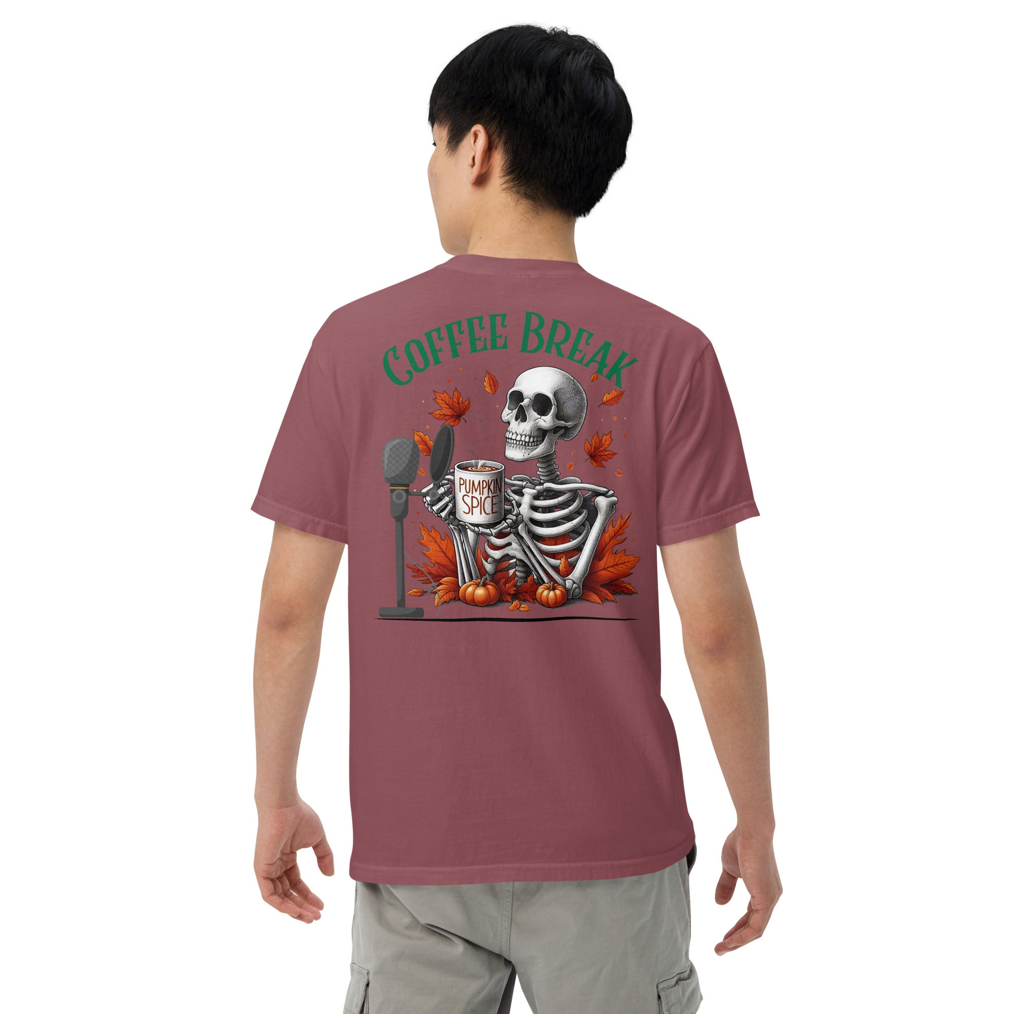 SOTVO Skeleton Sugar Skull Bone-afide Coffee Break: Unisex Comfort Wear/Colors Heavyweight T-Shirt