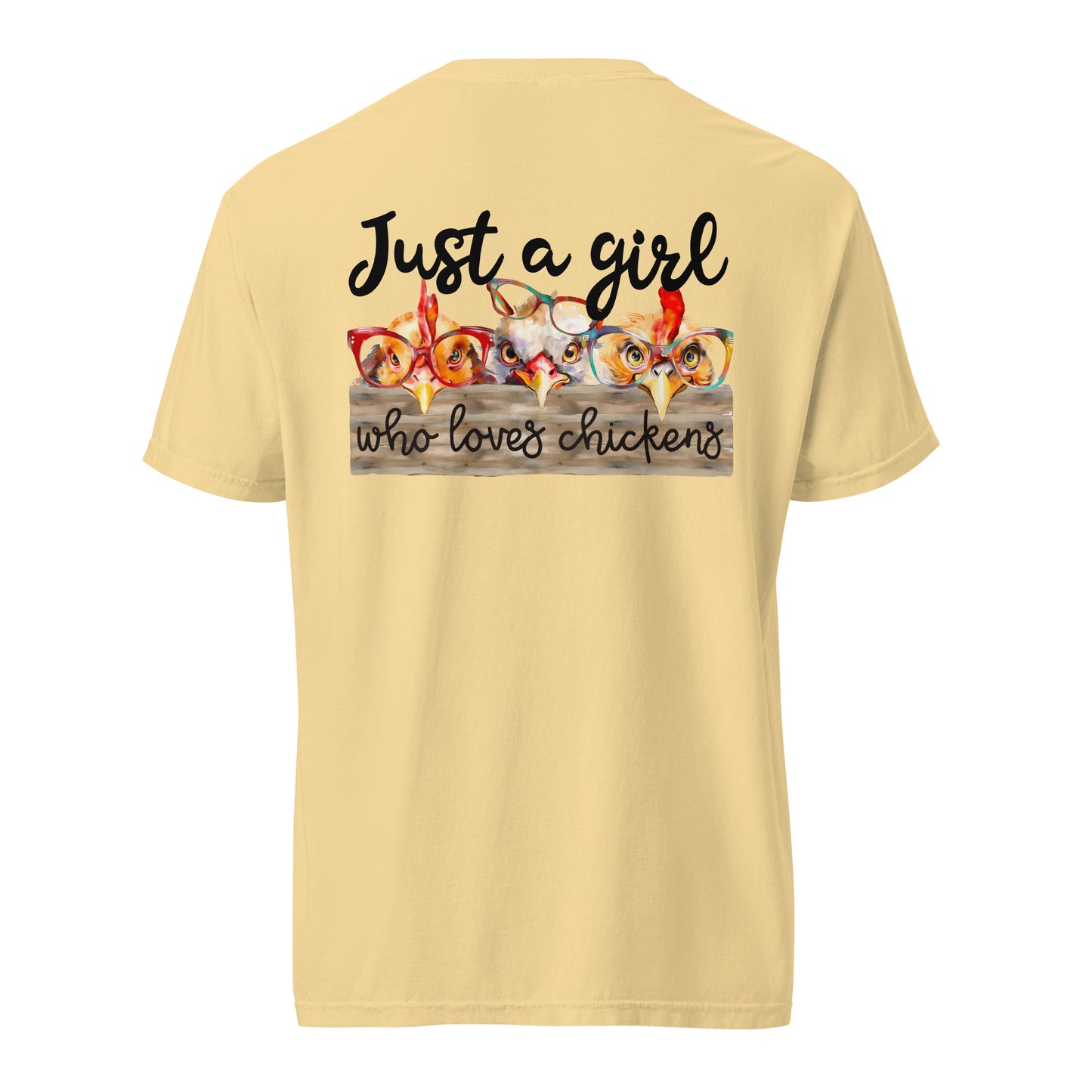 Cute Country Girl Fun Chickens: Unisex Comfort Wear/Colors Heavyweight T-Shirt