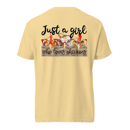 Cute Country Girl Fun Chickens: Unisex Comfort Wear/Colors Heavyweight T-Shirt