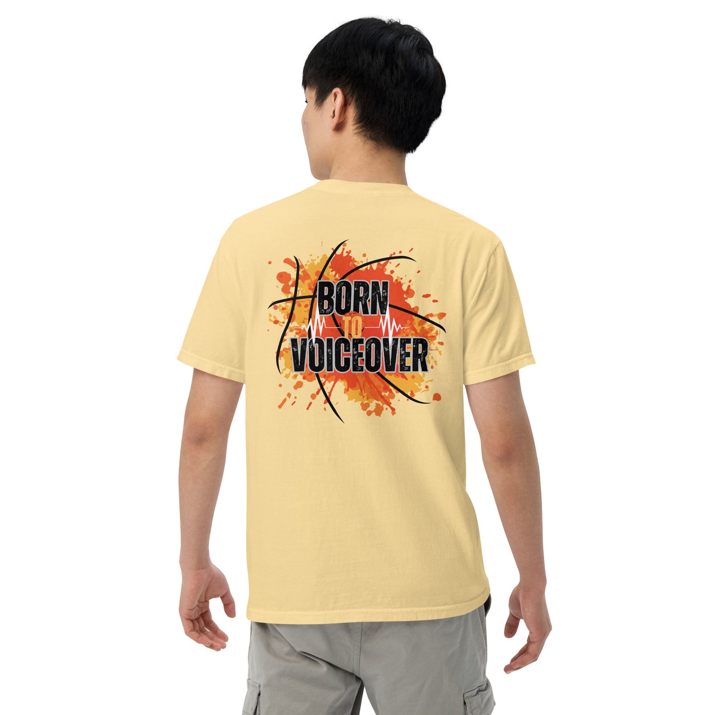 SOTVO Booth Wear: Born To Voiceover Basketball: Unisex Comfort Wear/Colors Heavyweight T-Shirt