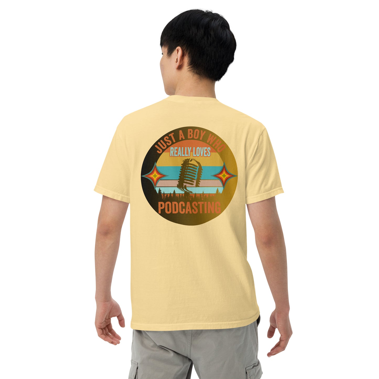 Just A Boy Who Loves Podcasting: Unisex Comfort Wear/Colors Heavyweight T-Shirt