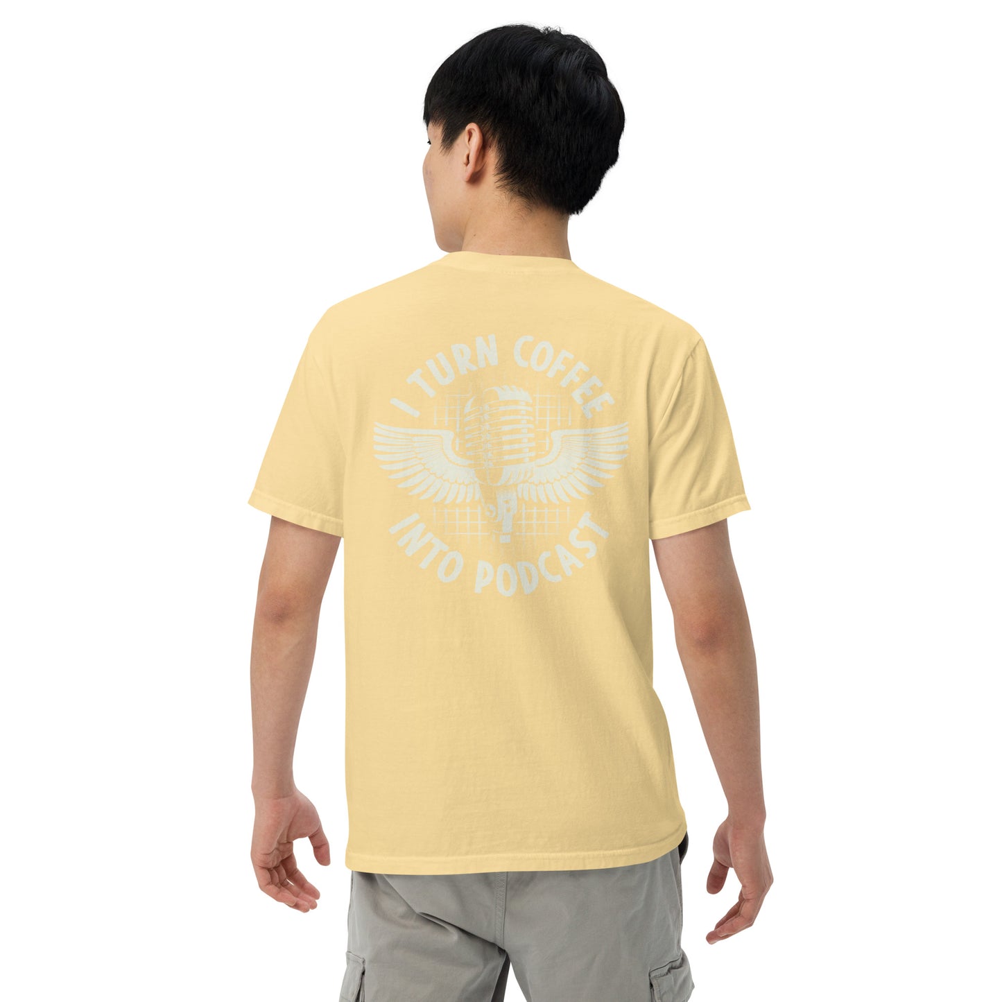 Coffee And Podcast: Unisex Comfort Wear/Colors Heavyweight T-Shirt