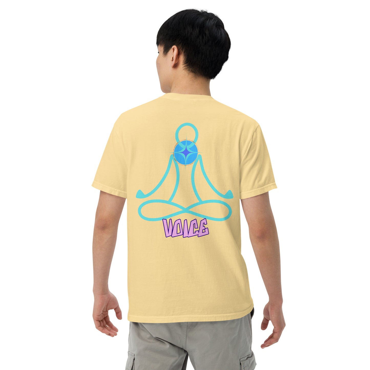 Motivational Affirmation: Yoga Throat 5th Chakra "Voice": Unisex Comfort Wear/Colors Heavyweight T-Shirt