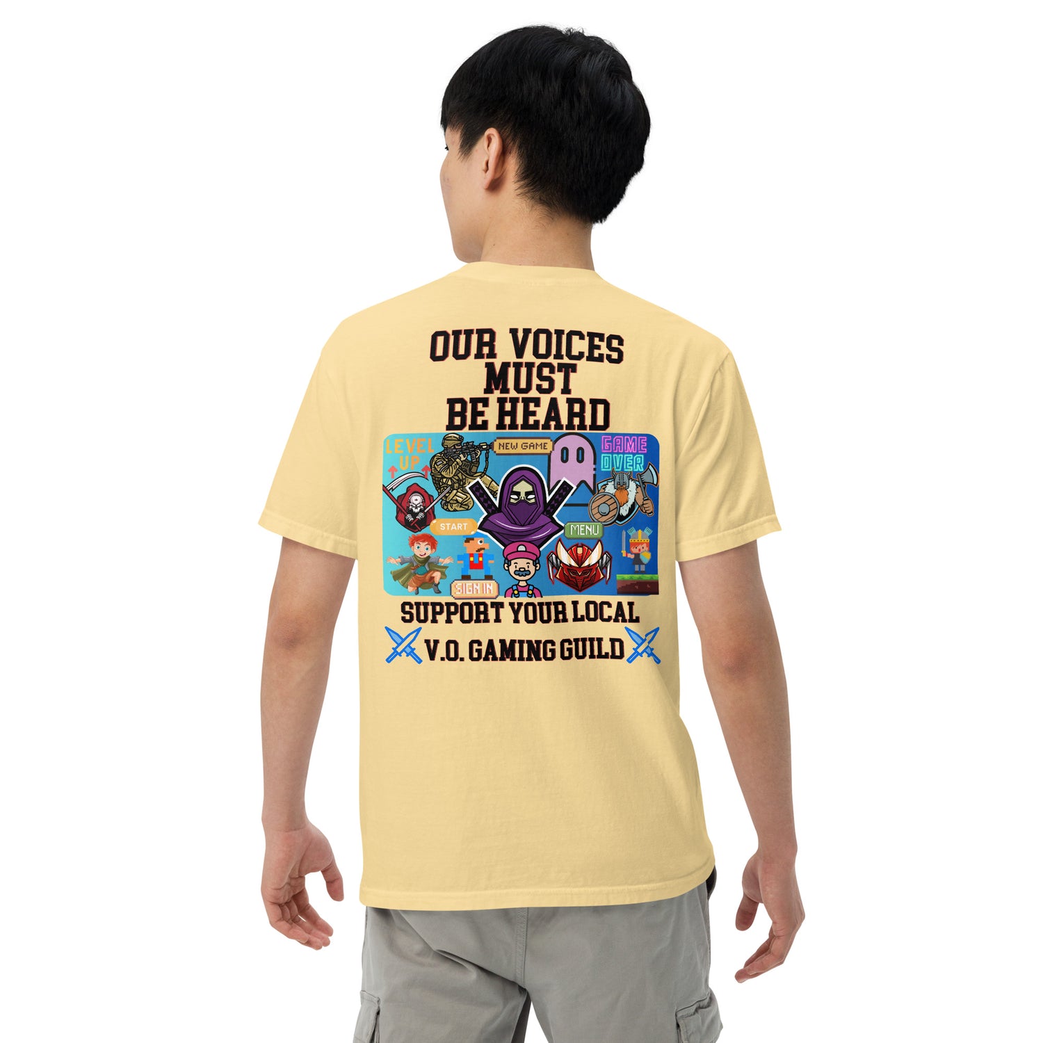 Gaming Guild &quot;Our Voices Must Be Heard&quot;: Unisex Comfort Wear/Colors Heavyweight T-Shirt