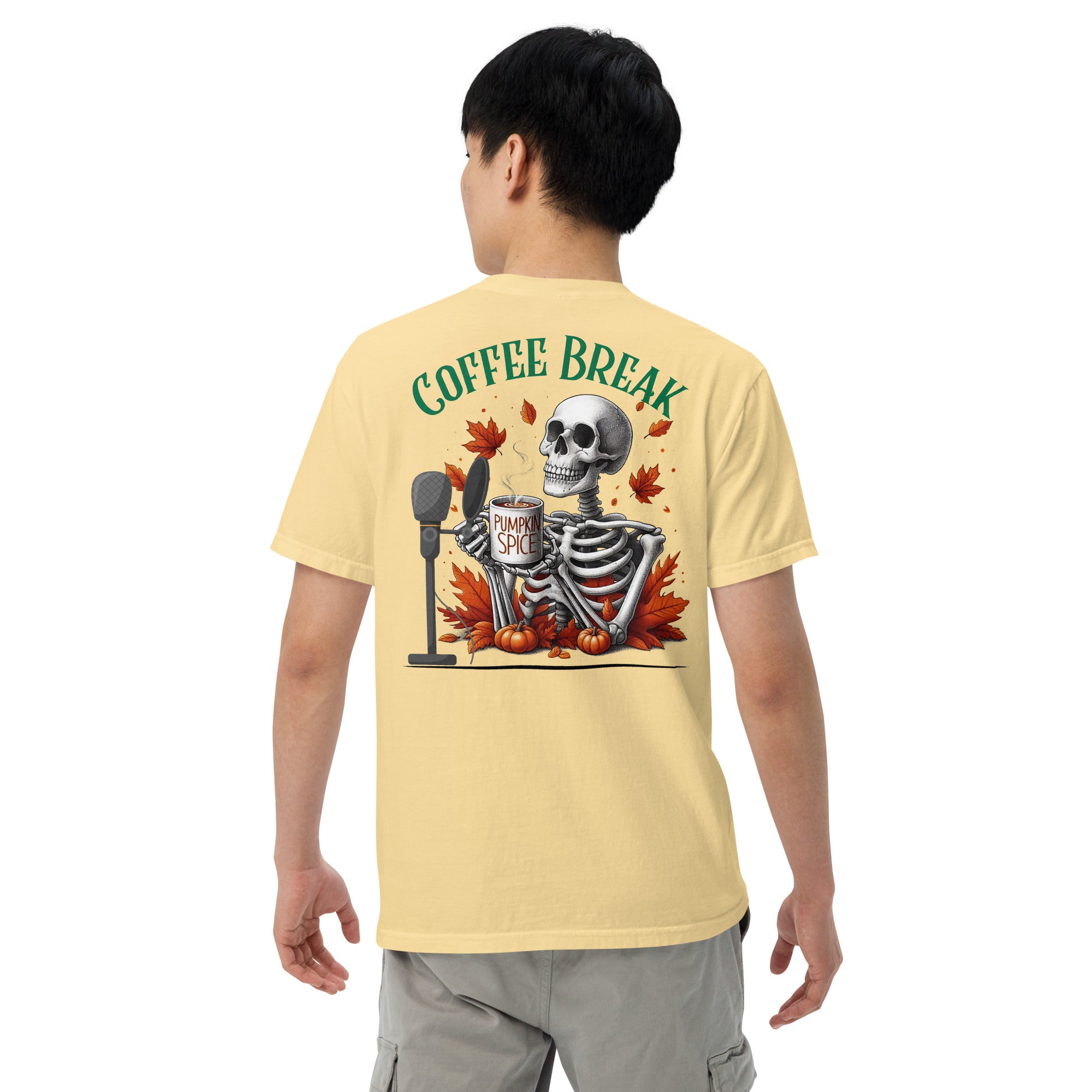 SOTVO Skeleton Sugar Skull Bone-afide Coffee Break: Unisex Comfort Wear/Colors Heavyweight T-Shirt