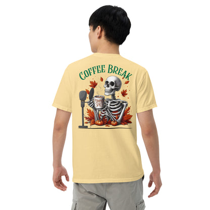 SOTVO Skeleton Sugar Skull Bone-afide Coffee Break: Unisex Comfort Wear/Colors Heavyweight T-Shirt