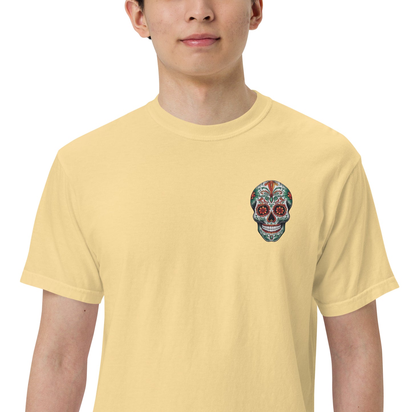 SOTVO Skeleton Sugar Skull Feelin' Spicy Narrator: Unisex Comfort Wear/Colors Heavyweight T-Shirt