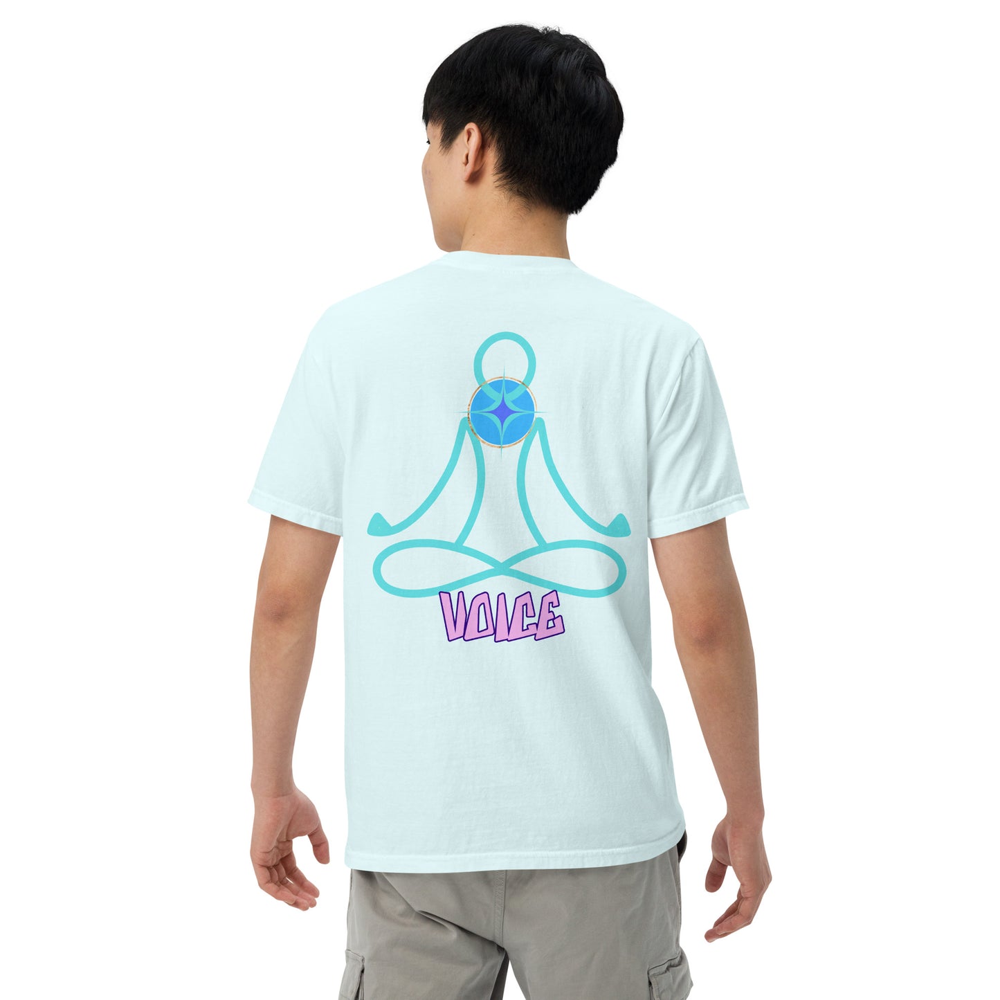 Motivational Affirmation: Yoga Throat 5th Chakra "Voice": Unisex Comfort Wear/Colors Heavyweight T-Shirt