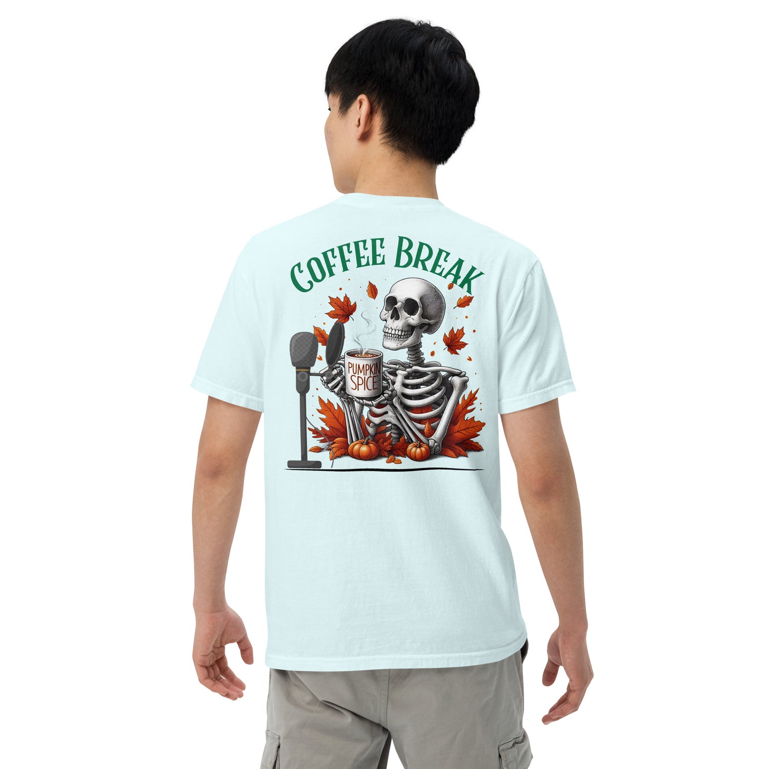 SOTVO Skeleton Sugar Skull Bone-afide Coffee Break: Unisex Comfort Wear/Colors Heavyweight T-Shirt