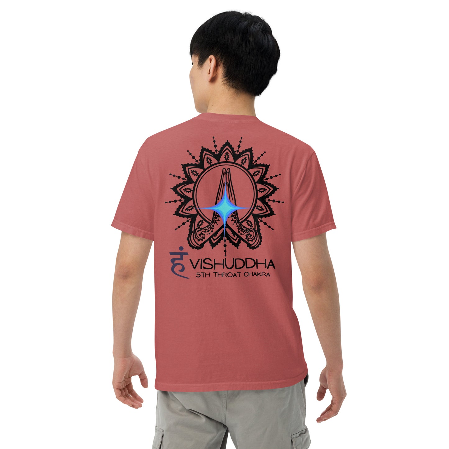 Motivational Yoga 5th Throat "Voice" Vishuddha: Unisex Comfort Wear/Colors Heavyweight T-Shirt