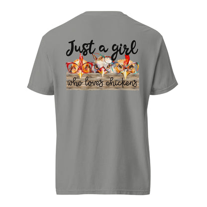 Cute Country Girl Fun Chickens: Unisex Comfort Wear/Colors Heavyweight T-Shirt