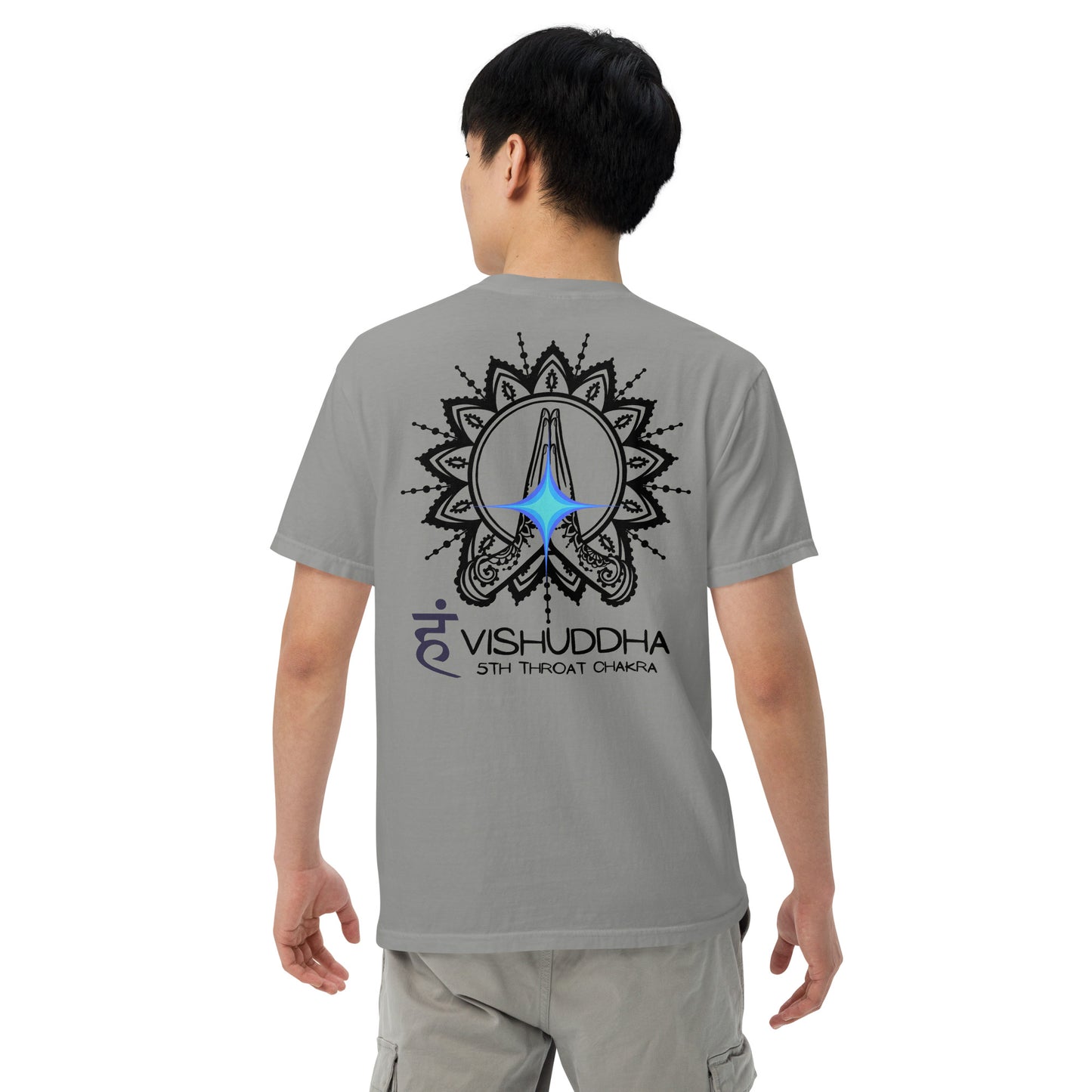 Motivational Yoga 5th Throat "Voice" Vishuddha: Unisex Comfort Wear/Colors Heavyweight T-Shirt