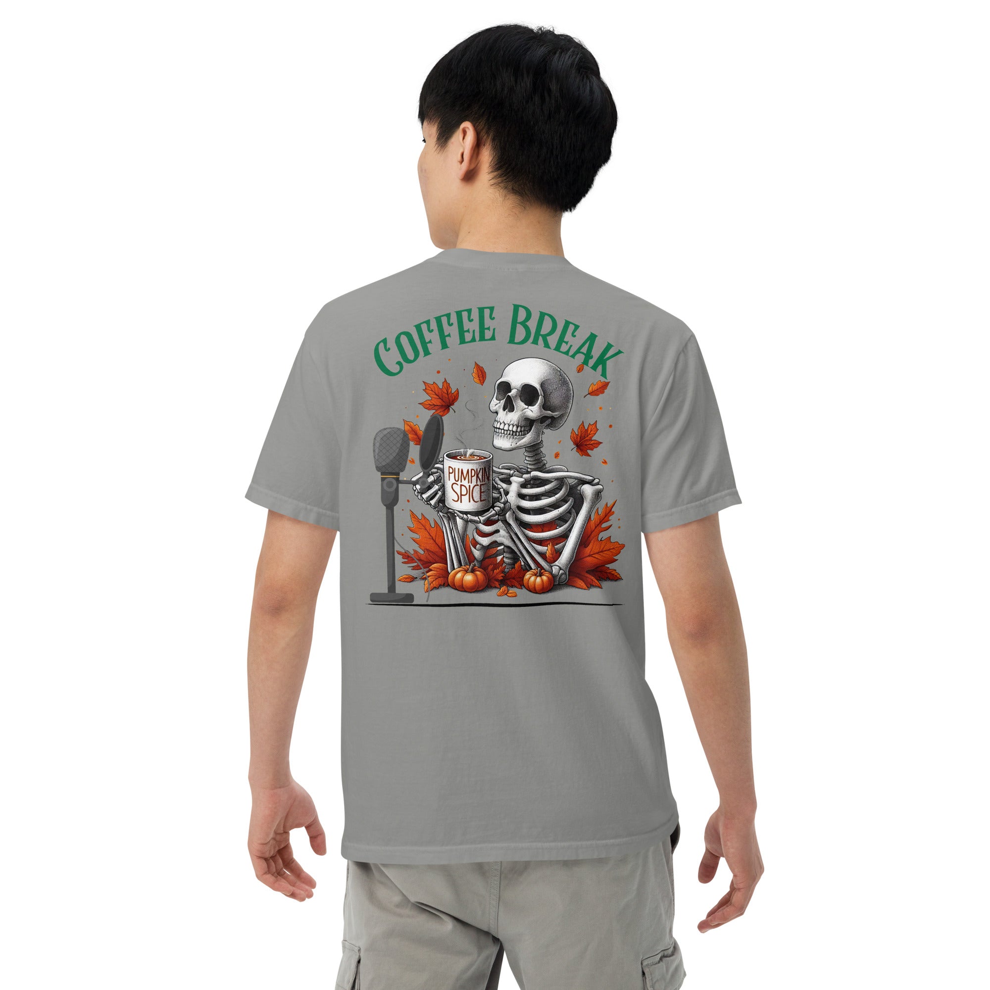 SOTVO Skeleton Sugar Skull Bone-afide Coffee Break: Unisex Comfort Wear/Colors Heavyweight T-Shirt