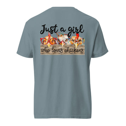 Cute Country Girl Fun Chickens: Unisex Comfort Wear/Colors Heavyweight T-Shirt