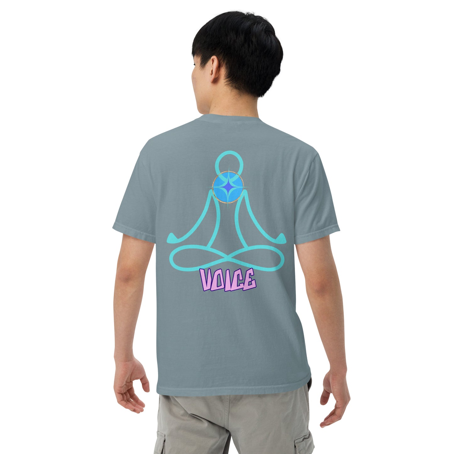 Motivational Affirmation: Yoga Throat 5th Chakra "Voice": Unisex Comfort Wear/Colors Heavyweight T-Shirt