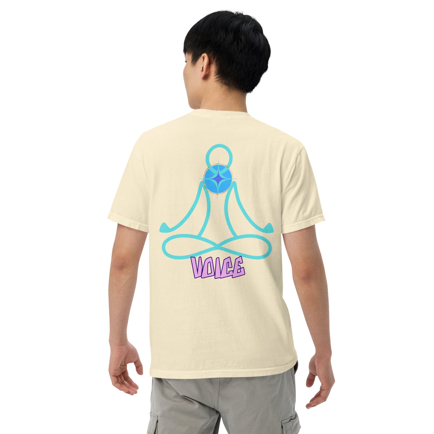 Motivational Affirmation: Yoga Throat 5th Chakra "Voice": Unisex Comfort Wear/Colors Heavyweight T-Shirt