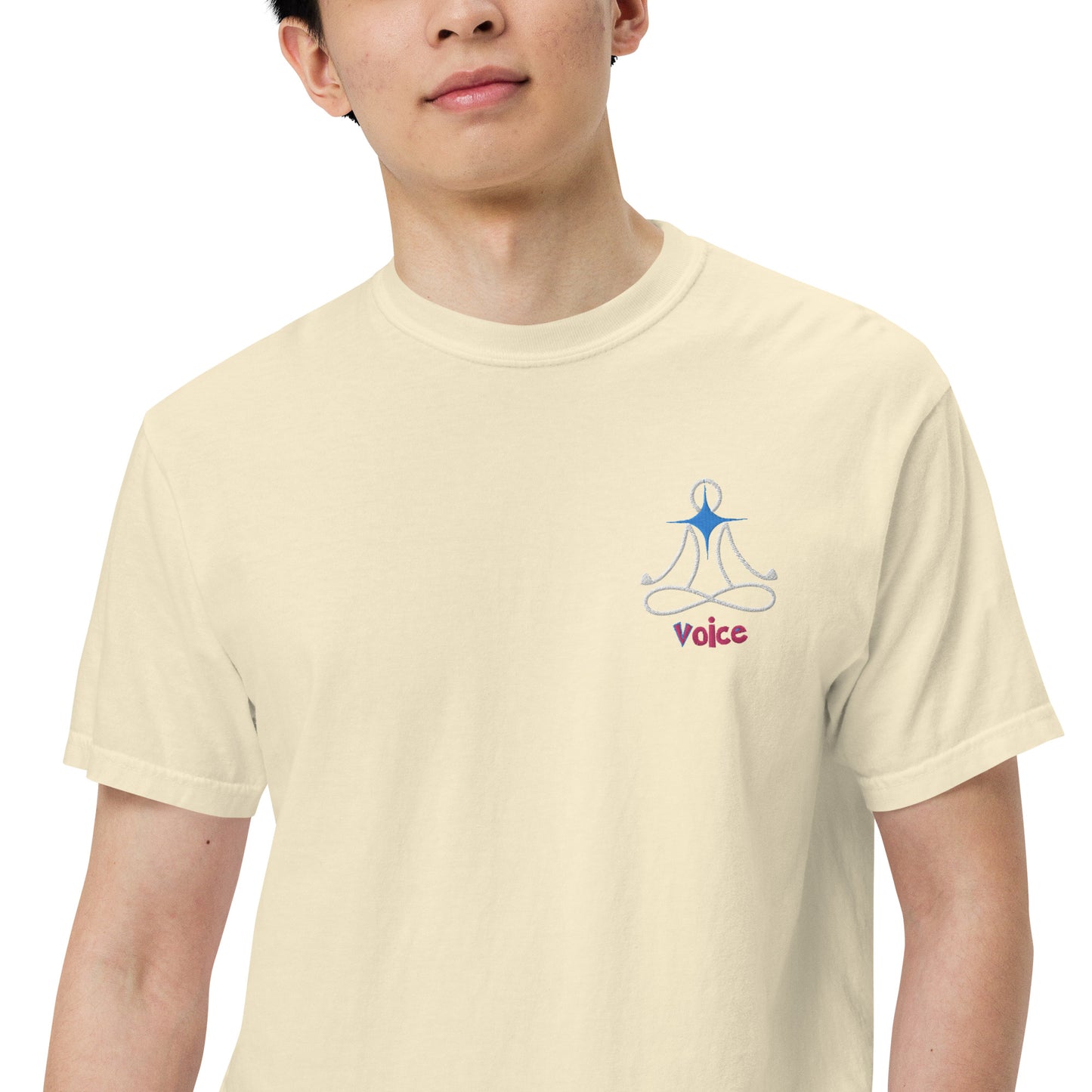Motivational Affirmation: Yoga Throat 5th Chakra "Voice": Unisex Comfort Wear/Colors Heavyweight T-Shirt