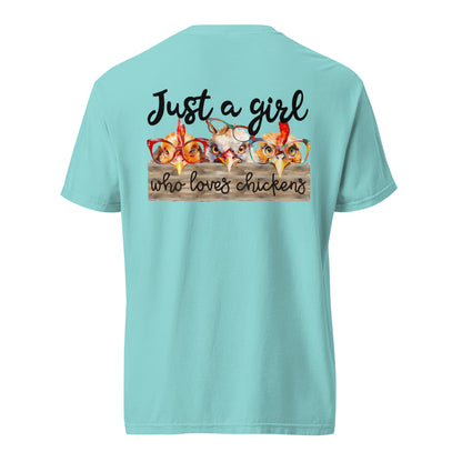 Cute Country Girl Fun Chickens: Unisex Comfort Wear/Colors Heavyweight T-Shirt
