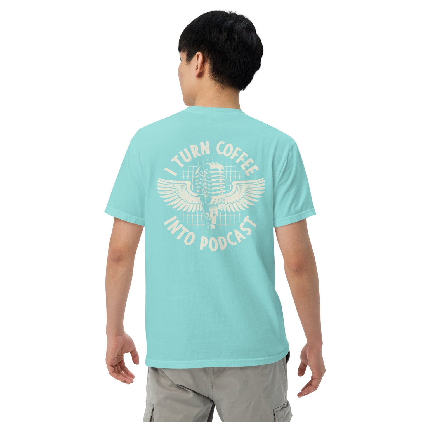 Coffee And Podcast: Unisex Comfort Wear/Colors Heavyweight T-Shirt