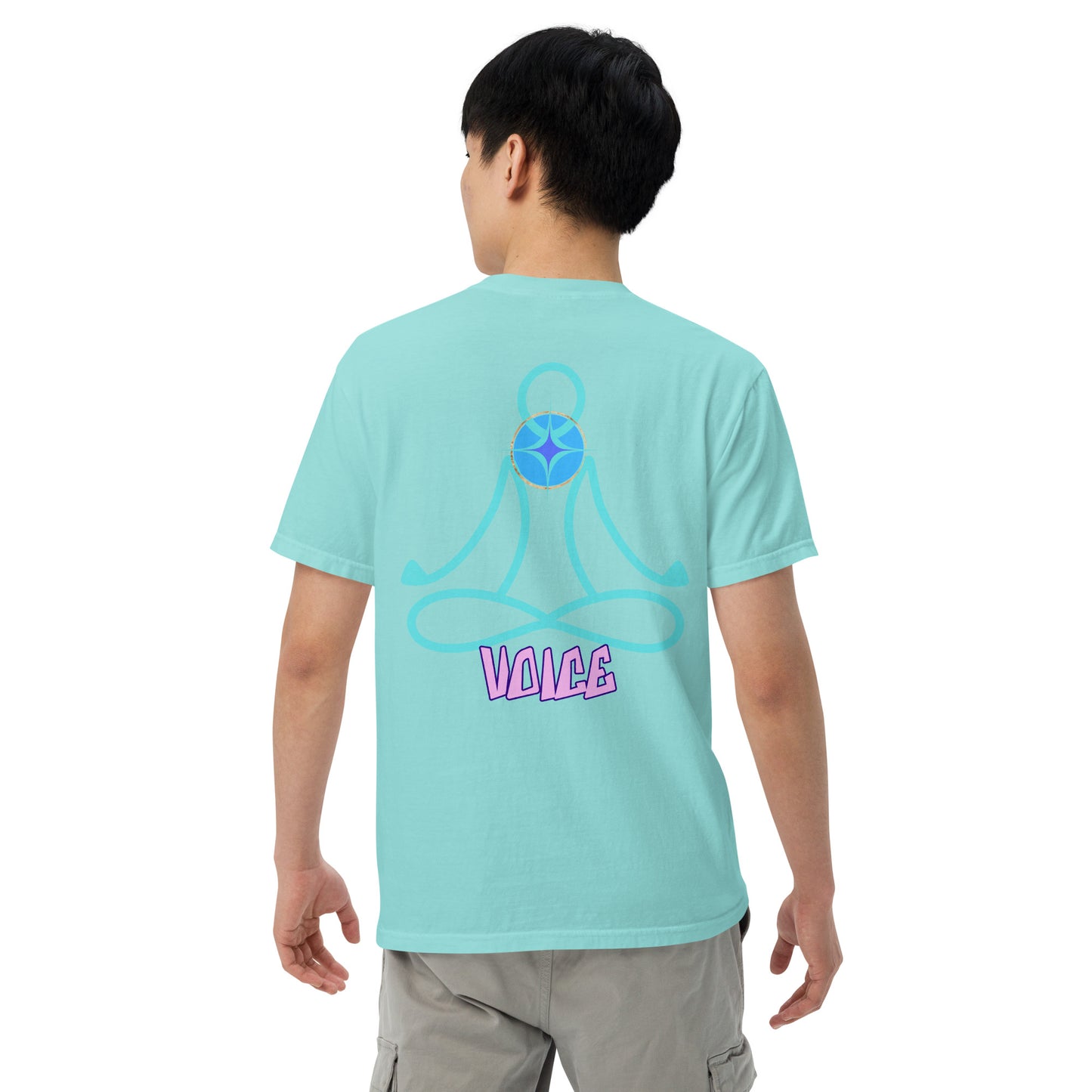 Motivational Affirmation: Yoga Throat 5th Chakra "Voice": Unisex Comfort Wear/Colors Heavyweight T-Shirt