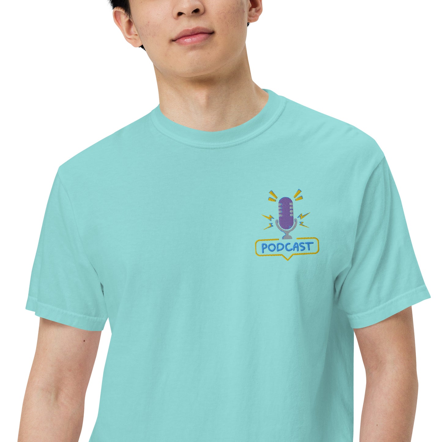 Coffee And Podcast: Unisex Comfort Wear/Colors Heavyweight T-Shirt