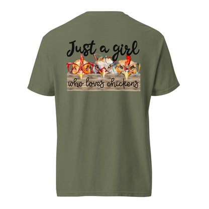 Cute Country Girl Fun Chickens: Unisex Comfort Wear/Colors Heavyweight T-Shirt