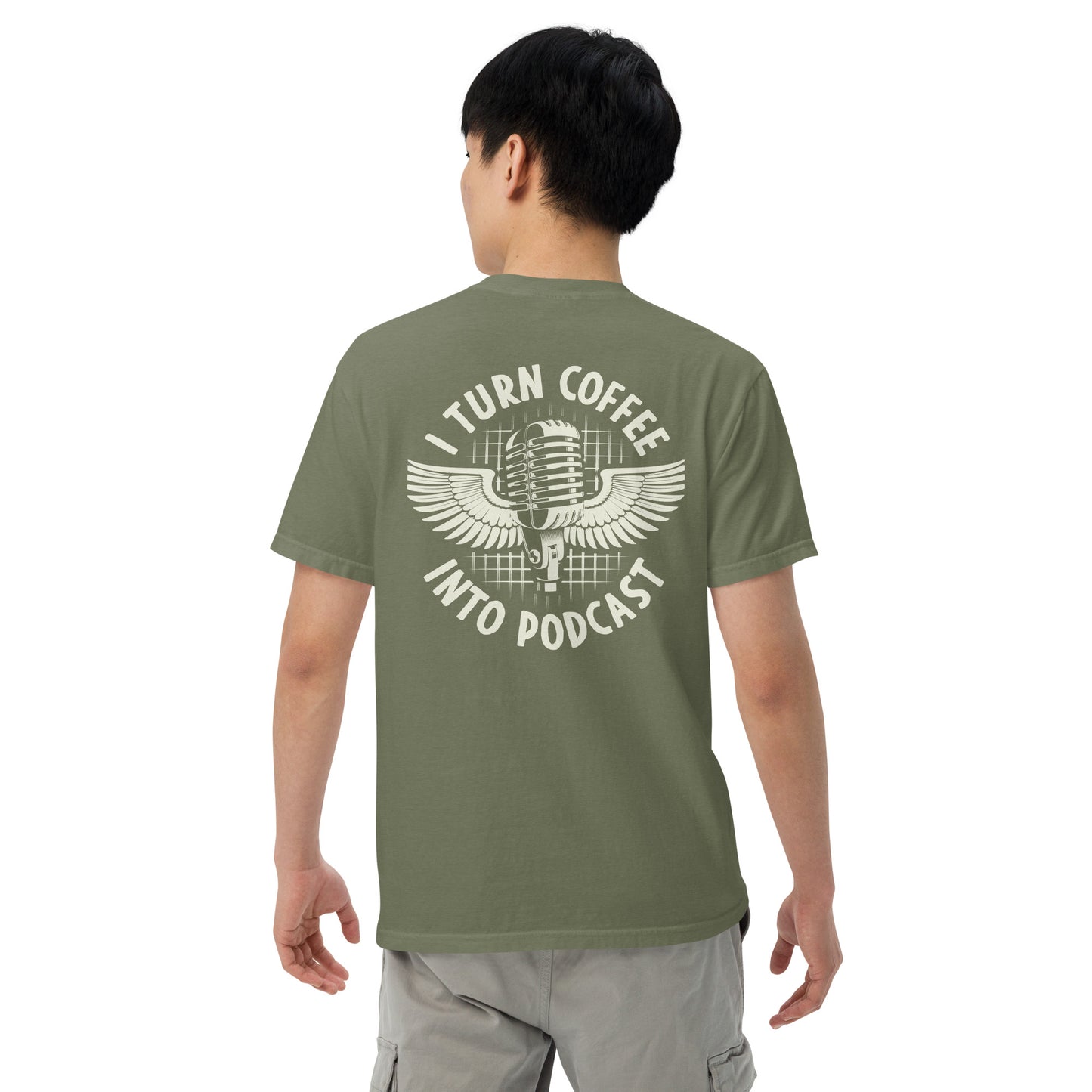 Coffee And Podcast: Unisex Comfort Wear/Colors Heavyweight T-Shirt