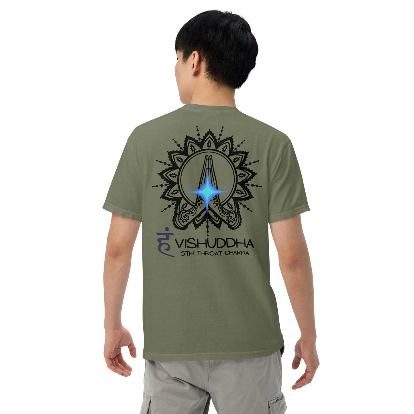 Motivational Yoga 5th Throat "Voice" Vishuddha: Unisex Comfort Wear/Colors Heavyweight T-Shirt