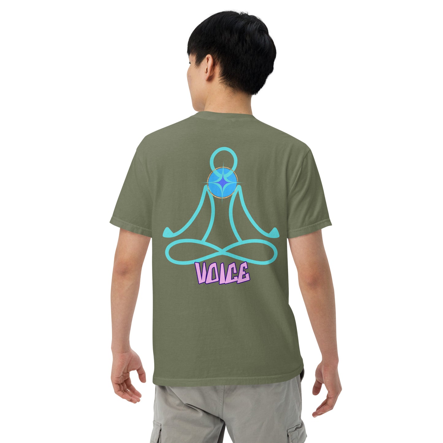Motivational Affirmation: Yoga Throat 5th Chakra "Voice": Unisex Comfort Wear/Colors Heavyweight T-Shirt