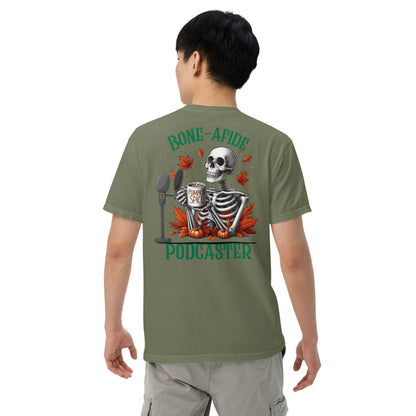 SOTVO Skeleton Sugar Skull Bone-afide Podcaster: Unisex Comfort Wear/Colors Heavyweight T-Shirt