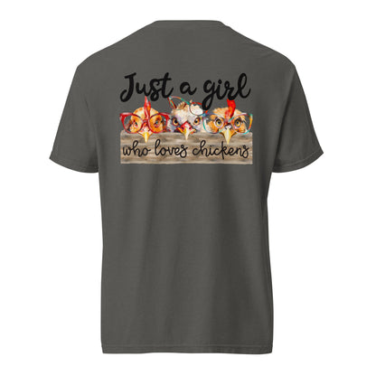 Cute Country Girl Fun Chickens: Unisex Comfort Wear/Colors Heavyweight T-Shirt