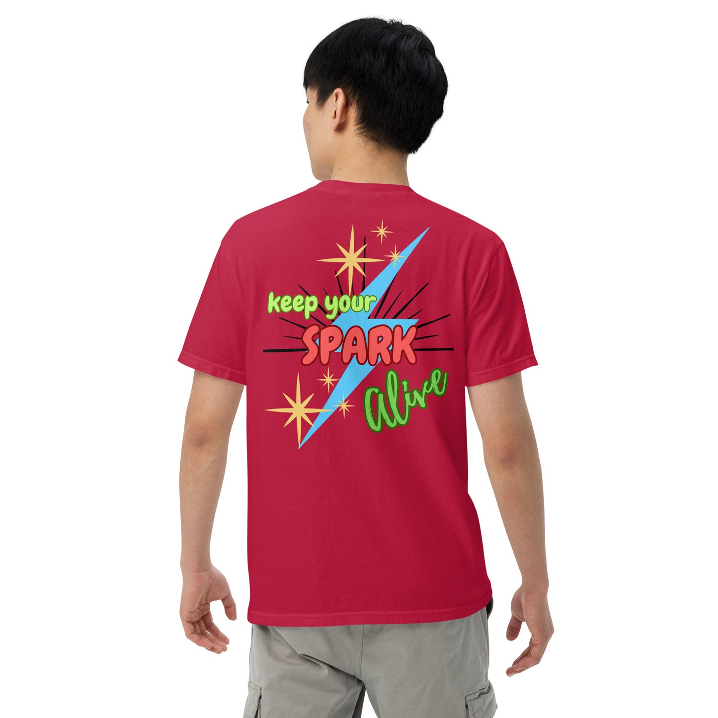 Motivational Affirmation "Keep Your Spark Alive": Unisex Comfort Wear/Colors Heavyweight T-Shirt