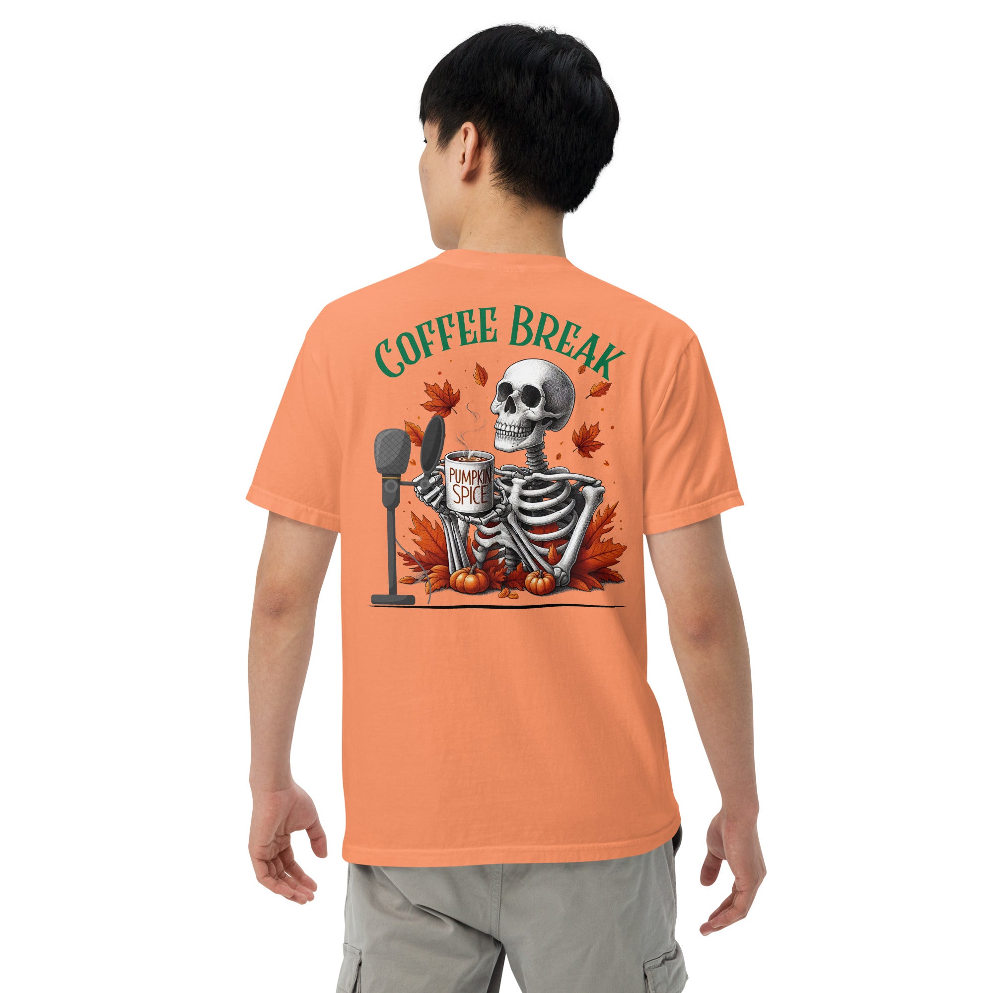 SOTVO Skeleton Sugar Skull Bone-afide Coffee Break: Unisex Comfort Wear/Colors Heavyweight T-Shirt