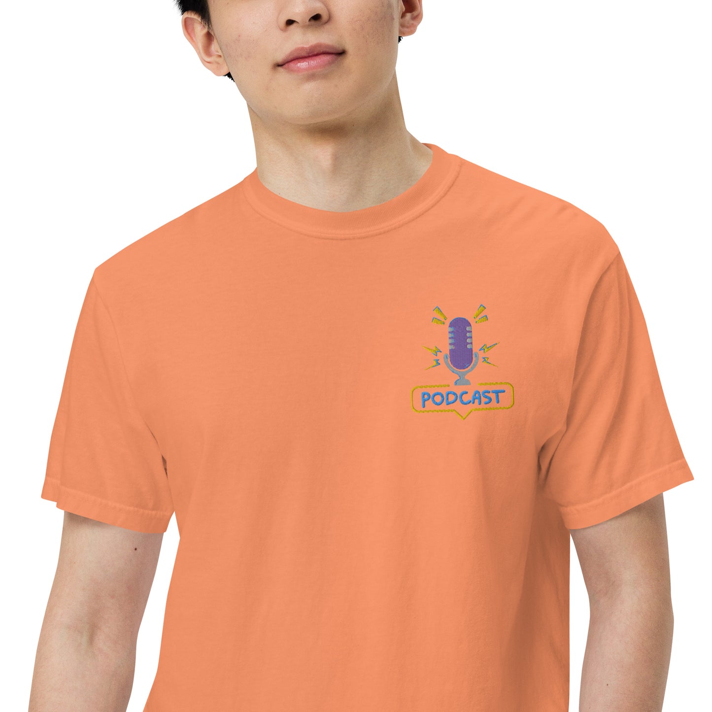 Coffee And Podcast: Unisex Comfort Wear/Colors Heavyweight T-Shirt