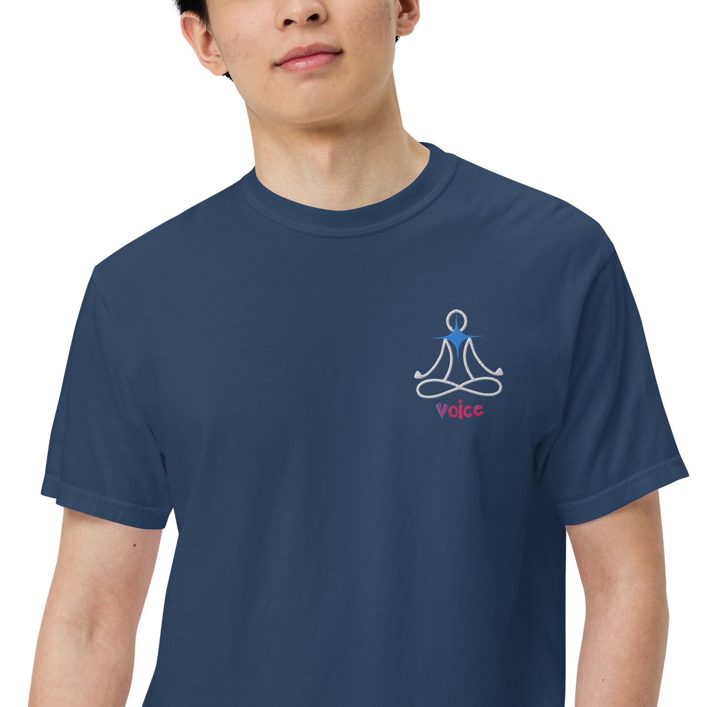 Motivational Affirmation: Yoga Throat 5th Chakra "Voice": Unisex Comfort Wear/Colors Heavyweight T-Shirt