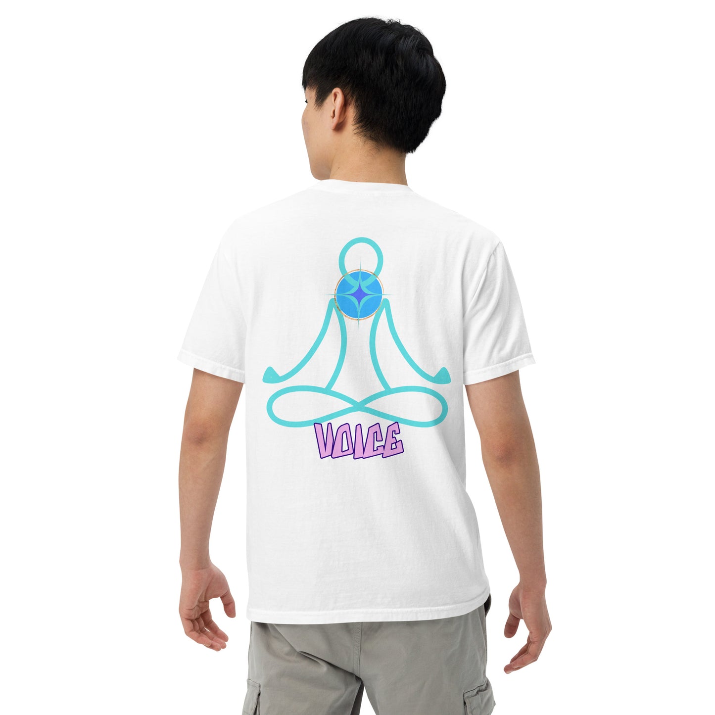 Motivational Affirmation: Yoga Throat 5th Chakra "Voice": Unisex Comfort Wear/Colors Heavyweight T-Shirt