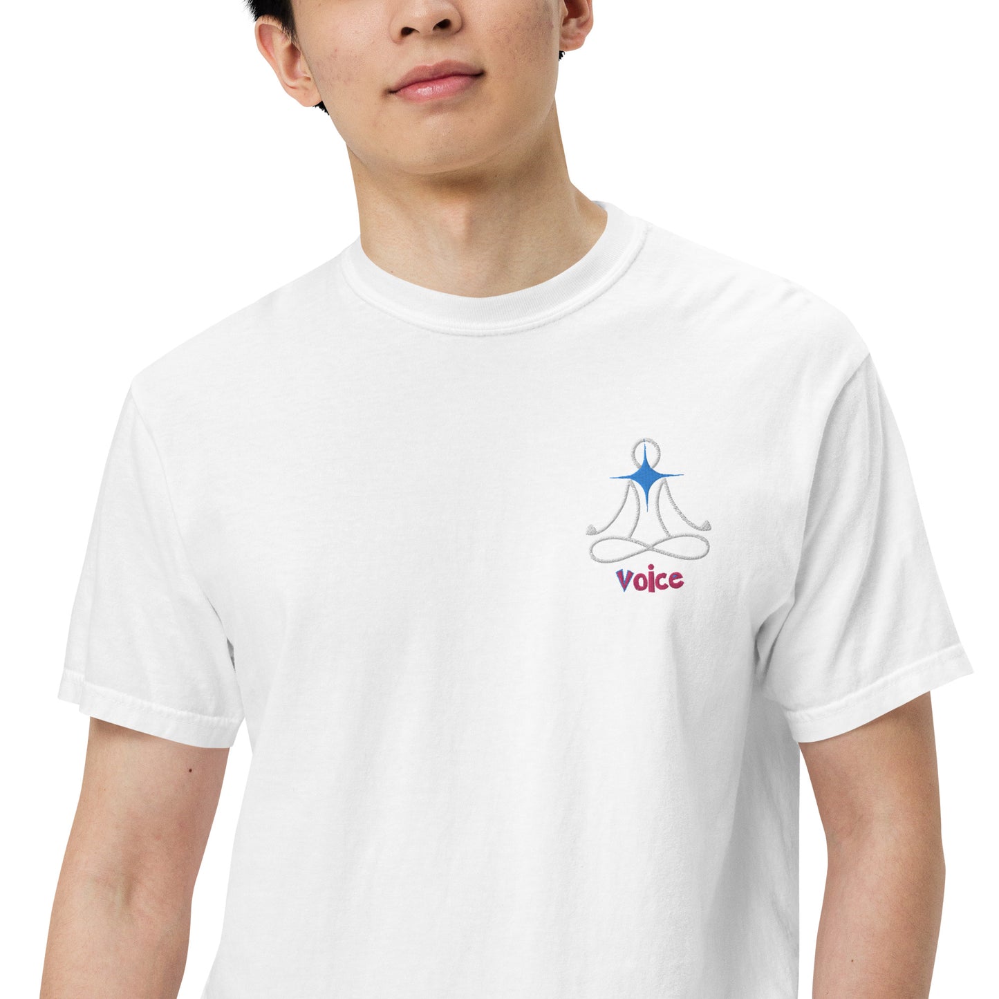 Motivational Affirmation: Yoga Throat 5th Chakra "Voice": Unisex Comfort Wear/Colors Heavyweight T-Shirt