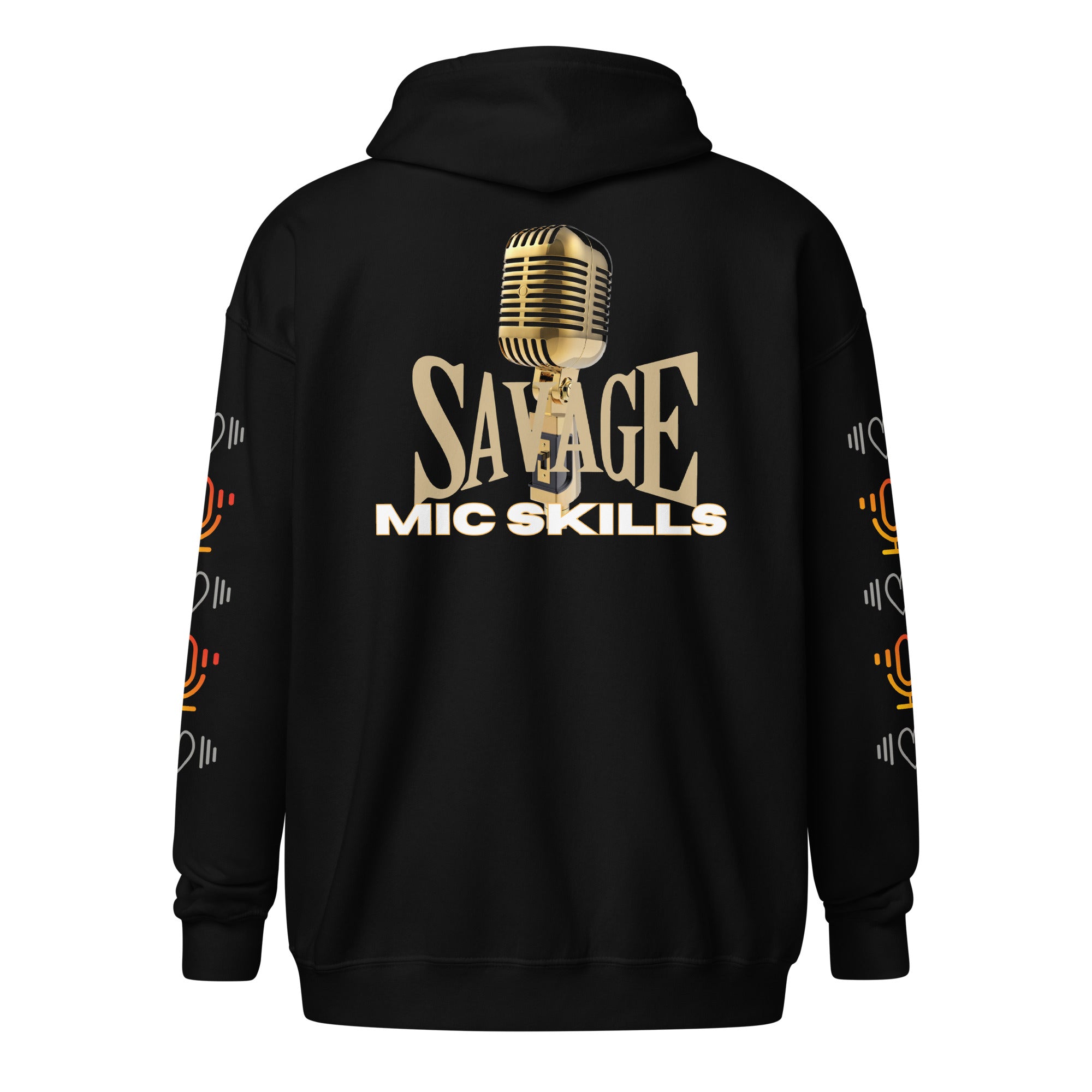 V.O. Savage Mic Skills: Stylish Unisex Heavy Fleece Warm Zip Hoodie -Gildan